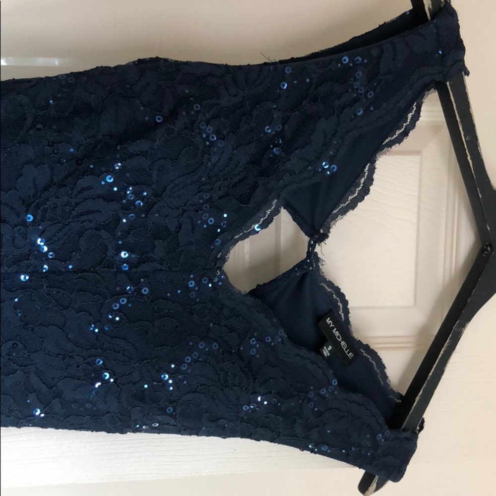 Navy blue maxi dress with sequins